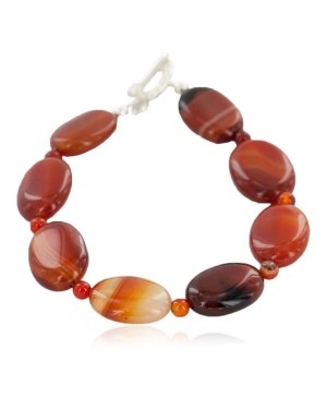 Certified Authentic Nickel Navajo Natural Carnelian Native American Bracelet 13039-10