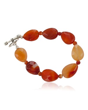 Certified Authentic Nickel Navajo Natural Carnelian Native American Bracelet 13047-5