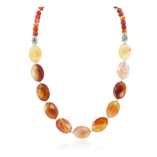 Certified Authentic Nickel Navajo Natural Carnelian Native American Necklace 18265-5