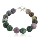 Certified Authentic Nickel Navajo Natural Green Agate Native American Bracelet 13066-1
