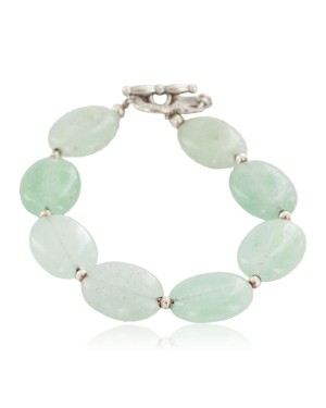Certified Authentic Nickel Navajo Natural Green Quartz Native American Bracelet 13039-3