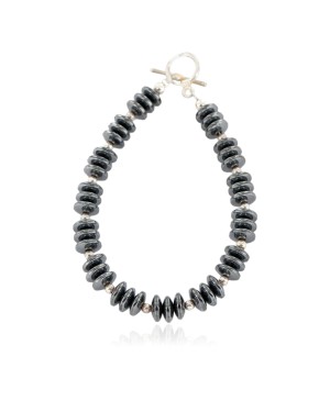 Certified Authentic Nickel Navajo Natural Hematite Native American Bracelet 13038-3
