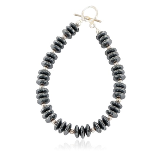 Certified Authentic Nickel Navajo Natural Hematite Native American Bracelet 13038-3