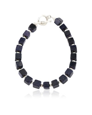 Certified Authentic Nickel Navajo Natural Purple Goldstone Native American Bracelet 13038-1