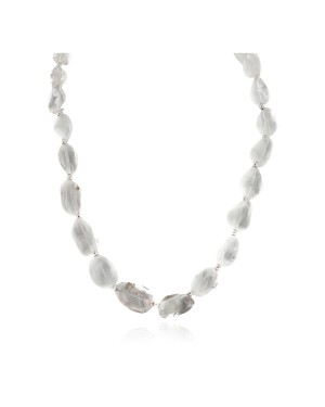 Certified Authentic Nickel Navajo Natural Quartz Native American Necklace 18265-2