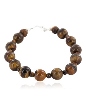 Certified Authentic Nickel Navajo Natural Tigers Eye Native American Bracelet 13064-4