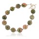 Certified Authentic Nickel Navajo Natural Unakite Native American Bracelet 13040-1