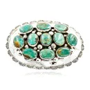Nuggets Navajo .925 Sterling Silver Natural Turquoise Native American Buckle 10527-1