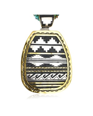 Certified Authentic Shadow Box Navajo .925 Sterling Silver 12kt Gold Filled Pendant Native American Necklace 24332