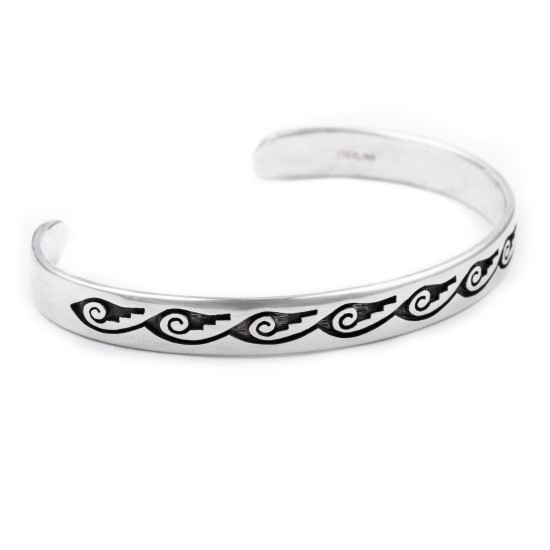 Clouds Water .925 Sterling Silver Water Wave Certified Authentic Handmade Hopi Native American Bracelet 13219-2