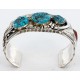Large Collectable Handmade Certified Authentic Navajo .925 Sterling Silver Coral Turquoise Signed Native American Cuff Bracelet 12471