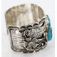 Large Collectable Handmade Navajo .925 Sterling Silver Coral Turquoise Signed Native American Cuff Bracelet 12471