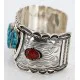 Large Collectable Handmade Navajo .925 Sterling Silver Coral Turquoise Signed Native American Cuff Bracelet 12471