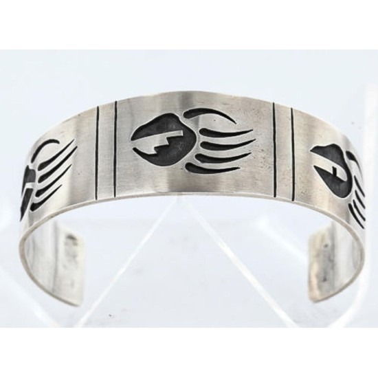 Certified Authentic Navajo Bear Paw .925 Sterling Silver Sterling Silver Native American Bracelet 371004246677