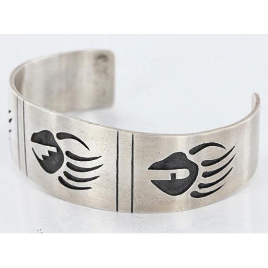 Certified Authentic Navajo Bear Paw .925 Sterling Silver Sterling Silver Native American Bracelet 371004246677