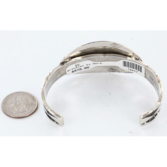 Certified Authentic Navajo Carved .925 Sterling Silver Sterling Silver Signed and Nora Native American Bracelet 390767803563