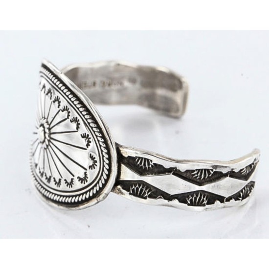 Certified Authentic Navajo Carved .925 Sterling Silver Sterling Silver Signed and Nora Native American Bracelet 390767803563