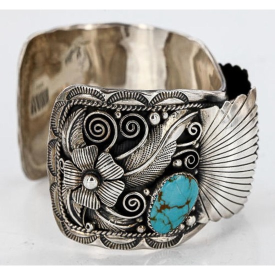 Collectable Handmade Certified Authentic Navajo .925 Sterling Silver Coral Turquoise Signed Native American Watch Cuff Bracelet 390822858662