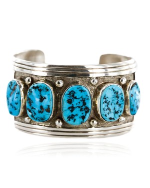 Collectable Handmade Certified Authentic Navajo .925 Sterling Silver Turquoise Native American Cuff Bracelet 12502