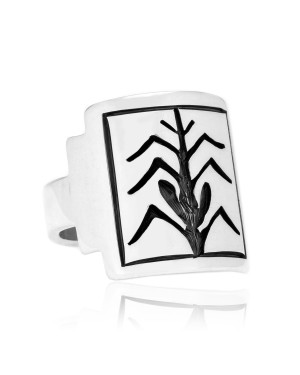 Corn Stalk .925 Sterling Silver Certified Authentic Handmade Hopi Native American Ring 26231