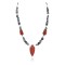 Cross .925 Sterling Silver Certified Authentic Navajo Natural Turquoise Red Jasper Snowflake Obsidian Native American Necklace 750238-9