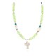 Cross .925 Sterling Silver Certified Authentic Navajo White Howlite Gaspeite Native American Necklace 750237-9