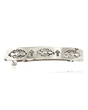 Cross Certified Authentic Handmade Nickel Navajo Native American Hair Barrette 10343-6