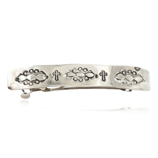 Cross Certified Authentic Handmade Nickel Navajo Native American Hair Barrette 10343-6