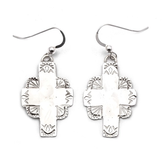 Cross Sun .925 Starling Silver Certified Authentic Handmade Navajo Native American Earrings  27263