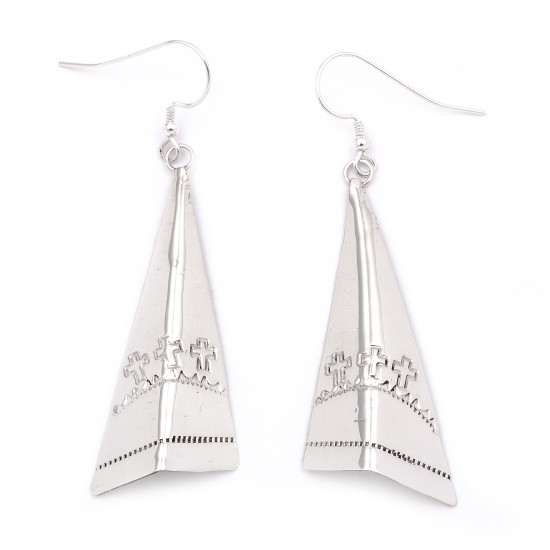 Cross Sun .925 Starling Silver Certified Authentic Handmade Navajo Native American Earrings  27265-2