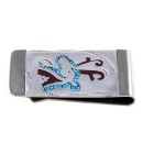 Deer .925 Sterling Silver Handmade Navajo Native American Natural Turquoise Coral Money Clip 11253-12