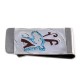 Deer .925 Sterling Silver Ray Begay Certified Authentic Handmade Navajo Native American Natural Turquoise Coral Money Clip 11253-12