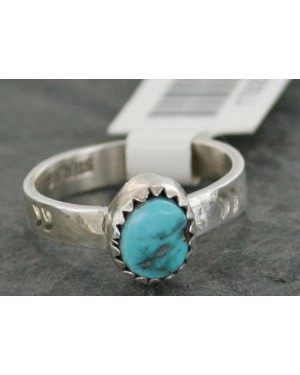 Delicate $180 .925 Sterling Silver Handmade Certified Authentic Navajo Turquoise Native American Ring  390682986877
