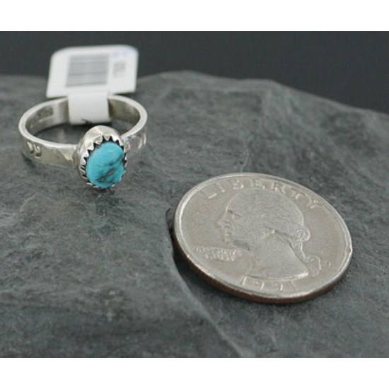 Delicate $180 .925 Sterling Silver Handmade Certified Authentic Navajo Turquoise Native American Ring  390682986877