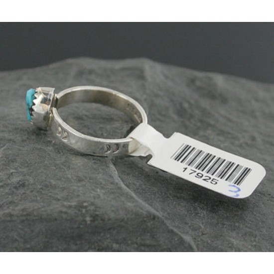 Delicate $180 .925 Sterling Silver Handmade Certified Authentic Navajo Turquoise Native American Ring  390682986877