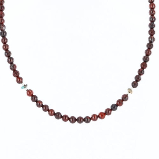 Certified Authentic Navajo .925 Sterling Silver Natural Turquoise and Jasper Native American Necklace 371002535876