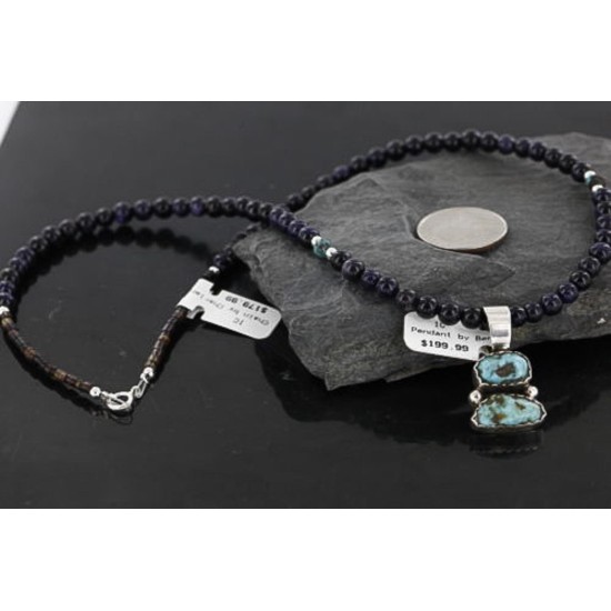 Delicate $380 Handmade Certified Authentic Navajo .925 Sterling Silver Natural Turquoise Native American Necklace 390741477262