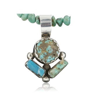 Delicate $430 Handmade Certified Authentic Navajo .925 Sterling Silver and Turquoise Native American Necklace 390683080363