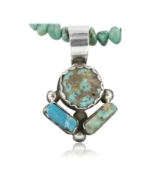 Delicate Handmade Navajo .925 Sterling Silver and Turquoise Native American Necklace 390683080363