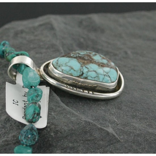Handmade Certified Authentic Navajo .925 Sterling Silver Turquoise Native American Necklace 390713371501