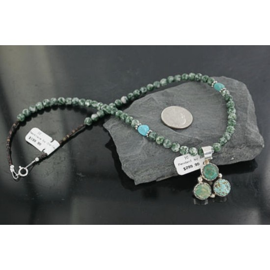 Delicate $500 Handmade Certified Authentic Navajo .925 Sterling Silver Turquoise Native American Necklace 390682948754