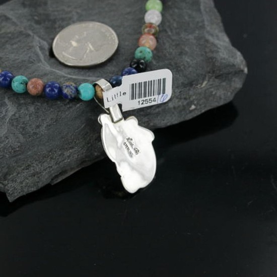 Handmade Certified Authentic Navajo .925 Sterling Silver Turquoise and Multicolor Stones Native American Necklace & Pendant 390669787527