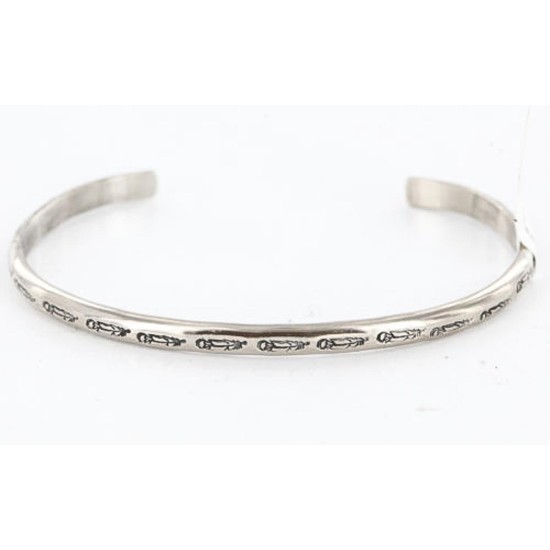 Handmade Certified Authentic Navajo Handstamped Handmade Nickel Native American Bracelet 390805405287