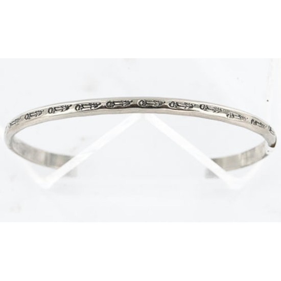Handmade Certified Authentic Navajo Handstamped Handmade Nickel Native American Bracelet 390805405287