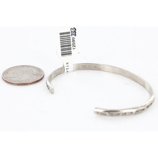 Handmade Certified Authentic Navajo Handstamped Handmade Nickel Native American Bracelet 390805405287
