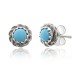 Delicate .925 Sterling Silver Certified Authentic Handmade Navajo Native American Natural Turquoise Stud Earrings  27228