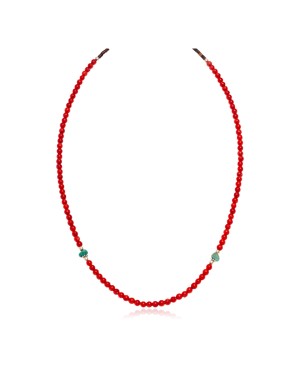 Delicate .925 Sterling Silver Certified Authentic Navajo Native American Natural Turquoise Coral Necklace 15975-250