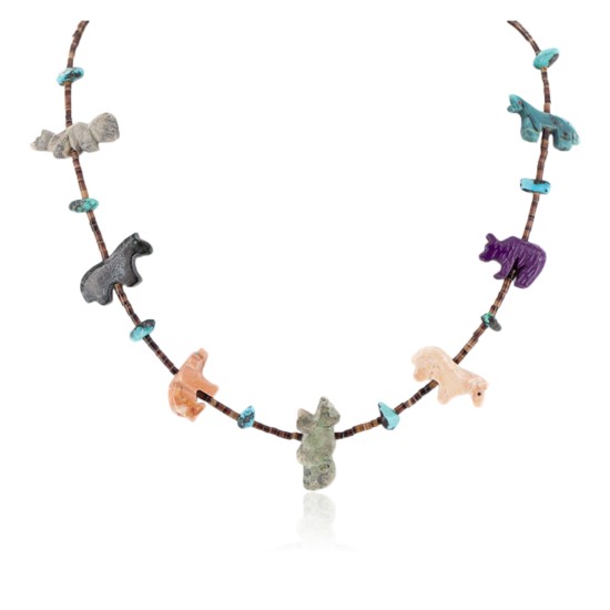 Delicate Certified Authentic Navajo .925 Sterling Silver Natural Turquoise Multicolor Stones Native American Necklace  17046-2