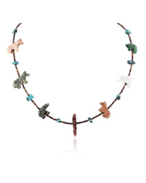 Delicate Certified Authentic Navajo .925 Sterling Silver Natural Turquoise Multicolor Stones Native American Necklace 17046-3