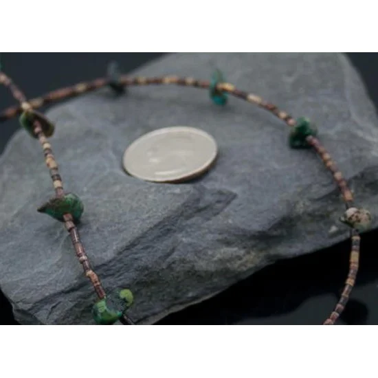 Delicate Navajo .925 Sterling Silver Turquoise DROP Native American Necklace 1600-4 Delicate Navajo .925 Sterling Silver Turquoise DROP Native American Necklace 1600-4